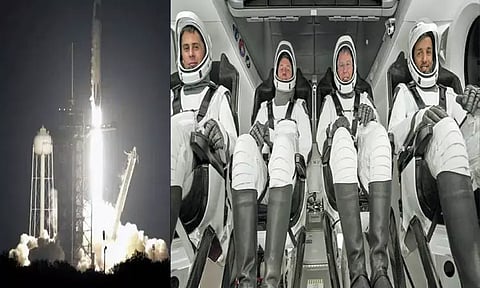 சர்வதேச விண்வெளி மையத்தில் 6 மாதங்கள் தங்கி ஆய்வு: டிராகன் விண்கலம் வெற்றிகரமாக விண்ணில் பாய்ந்தது