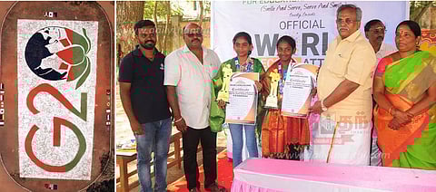 ஜி20 லோகோ வரைந்த மாணவிகளுக்கு பாராட்டு