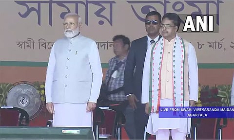 2வது முறையாக திரிபுரா முதல்-மந்திரியாக மாணிக் சகா பதவியேற்பு - பிரதமர் மோடி பங்கேற்பு