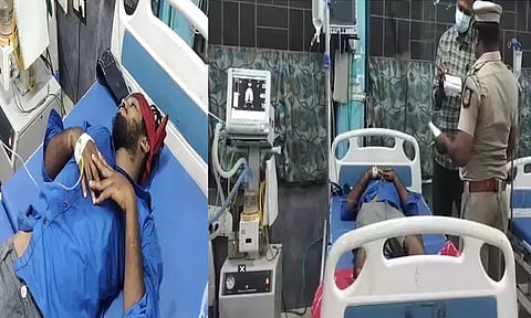 காஞ்சீபுரம் அருகே போலீசாருக்கு பயந்து மேம்பாலத்திலிருந்து குதித்த 2 ரவுடிகளுக்கு கால் முறிந்தது