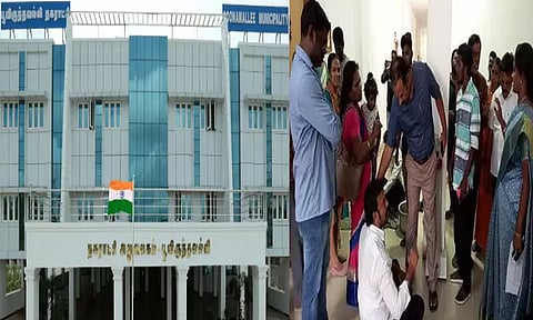 பூந்தமல்லி நகராட்சி அலுவலகத்தில் பொதுமக்கள் குடியேறும் போராட்டம்