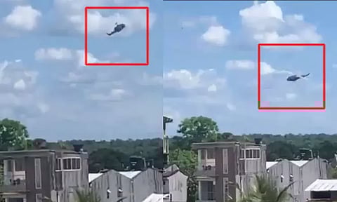 கொலம்பியாவில் கோர விபத்து: ராணுவ ஹெலிகாப்டர் விழுந்து தீப்பிடித்தது - பெண் அதிகாரி உள்பட 4 பேர் உயிரிழப்பு