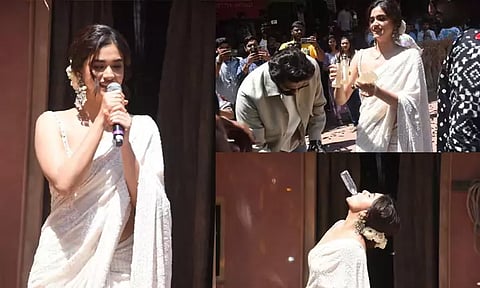 கையில் பாட்டில்...! நானி உடன் ஆட்டம் போட்ட கீர்த்தி சுரேஷ்...!