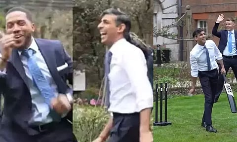 இங்கிலாந்து வீரர்களுடன் கிரிக்கெட் விளையாடிய பிரிட்டன் பிரதமர் - வைரலாகும் வீடியோ...!