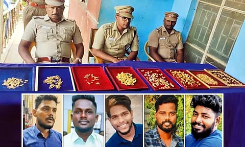 பட்டா கத்தியால் ஊழியர்களை வெட்டி 1½ கிலோ நகை கொள்ளை வழக்கில் வங்கி ஊழியர் உள்பட 5 பேர் கைது - 100 பவுன் பறிமுதல்