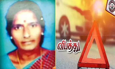 லாரி சக்கரத்தில் சிக்கி பள்ளி தலைமை ஆசிரியை பலி