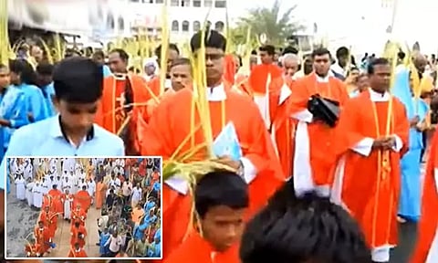 உலக புகழ்பெற்ற வேளாங்கண்ணி பேராலயத்தில் குருத்தோலை ஞாயிறு பவனி கோலாகலம்..!