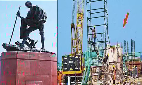 மெரினா கடற்கரையில் உள்ள காந்தி சிலை தற்காலிகமாக அகற்றம்