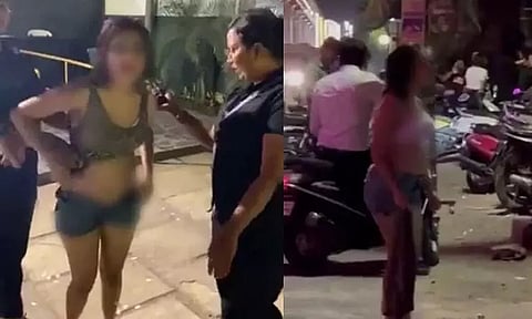 நைட் கிளப் முன்பு உள்ளாடையுடன் ரகளையில் ஈடுபட பெண் -வைரலாகும் வீடியோ