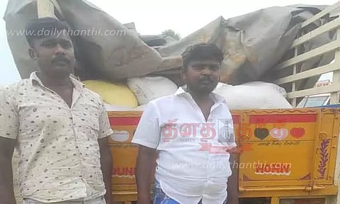 மினி லாரியில் ரேஷன் அரிசி கடத்தல்; 2 பேர் கைது