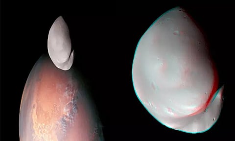 செவ்வாய் கிரகத்தின் 'டீமோஸ்' நிலவை அழகாக படம் பிடித்த 'ஹோப்' விண்கலம்