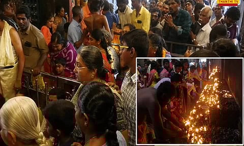 கோடை விடுமுறையை முன்னிட்டு திருநள்ளாறு சனீஸ்வர பகவான் கோவிலில் குவிந்த ஏராளமான பக்தர்கள்