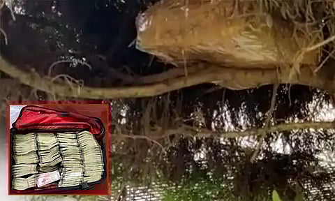 கர்நாடக காங்கிரஸ் வேட்பாளரின் சகோதரர் வீட்டில் ஐ.டி. ரெய்டு; மரத்தில் தொங்கிய ரூ.1 கோடி பறிமுதல்