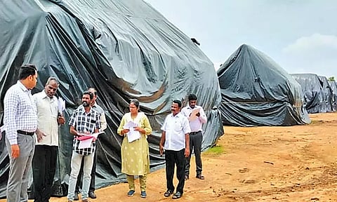 மதுராந்தக நெல் கொள்முதல் நிலையத்த்தில் செங்கல்பட்டு மாவட்ட கலெக்டர் ஆய்வு