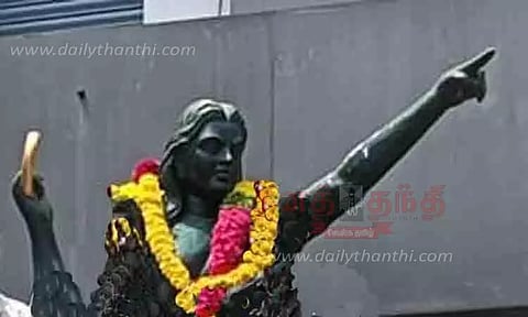 கண்ணகி சிலைக்கு மாலை அணிவித்து மரியாதை