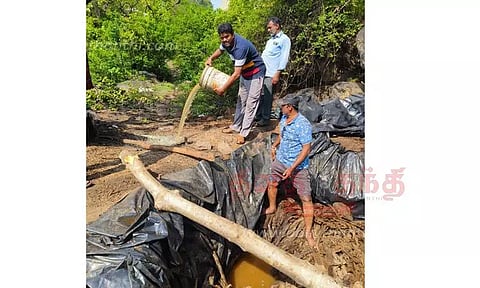4,500 லிட்டர் சாராய ஊறல் அழிப்பு