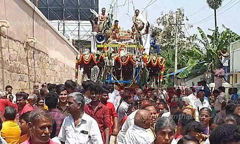 உத்தமர்கோவிலில் புதிய தேர் வெள்ளோட்டம்