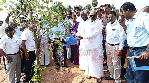 திருத்துறைப்பூண்டியில், புறவழிச்சாலை பணிகள் அமைச்சர் எ.வ.வேலு ஆய்வு