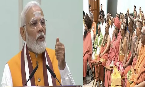 அதிகார மாற்றத்தின் அடையாளமான 'செங்கோல்' நேரு இல்லத்தில் கைத்தடியாக வைக்கப்பட்டிருந்தது; காங்கிரஸ் மீது மோடி கடும் தாக்கு