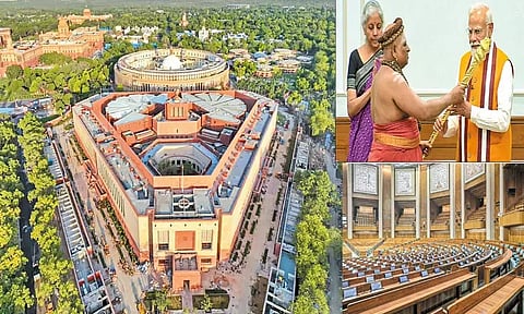 புதிய நாடாளுமன்ற கட்டிடத்தை பிரதமர் மோடி இன்று திறந்து வைக்கிறார்