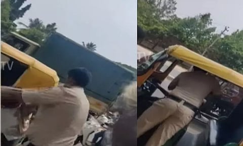 நடு ரோட்டில் வைத்து ஆட்டோ ஓட்டுனரை சரமாரி தாக்கிய காவலர் - அதிரடியாக பாய்ந்த நடவடிக்கை