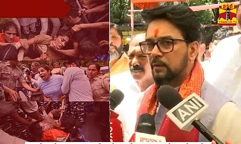 "மல்யுத்த வீரர்கள் போராட்ட விவகாரத்தை உணர்வுப்பூர்வமாக கையாளுகிறோம்" - மத்திய மந்திரி அனுராக் தாக்கூர்