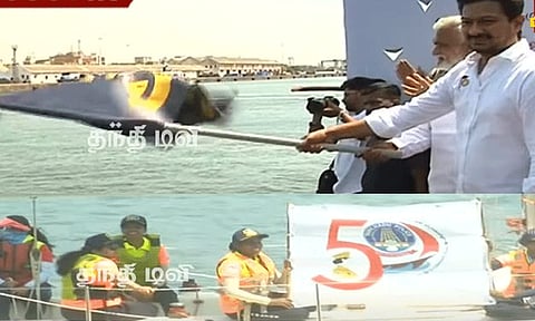 மகளிர் காவலர் பொன்விழாவை முன்னிட்டு, பாய்மரப் படகு பயணம்: அமைச்சர் உதயநிதி தொடங்கிவைத்தார்