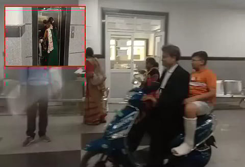 ராஜஸ்தான்; மகன் சிகிச்சைக்காக மருத்துவமனையின் லிப்டிற்குள் ஸ்கூட்டரில் சென்ற தந்தை