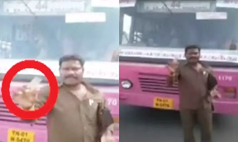 தண்டையார்பேட்டையில் பஸ்சில் பள்ளி மாணவர்கள் ரகளை; கண்டக்டரை பீர் பாட்டிலால் தாக்க முயற்சி