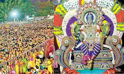 மேல்மலையனூர் அங்காளபரமேஸ்வரி அம்மன் கோவிலில் ஊஞ்சல் உற்சவம் ஆயிரக்கணக்கான பக்தர்கள் தரிசனம்