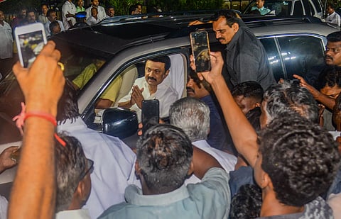 முதல்-அமைச்சர் மு.க. ஸ்டாலினுக்குஉற்சாக வரவேற்பு