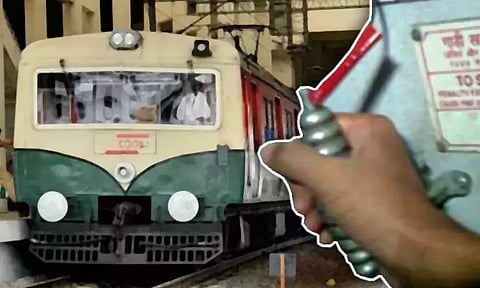 திருவள்ளூர் ரெயில் நிலையத்தில் மின்சார ரெயிலில் அபாய சங்கிலியை இழுத்த கல்லூரி மாணவர்கள் - 5 பேருக்கு அபராதம்