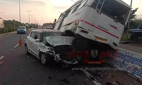 வேன் மீது கார் மோதல்; வாலிபர் காயம்