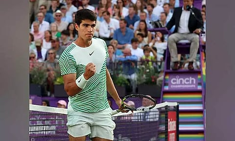 Carlos Alcaraz (image courtesy: Cinch Championships twitter via ANI)