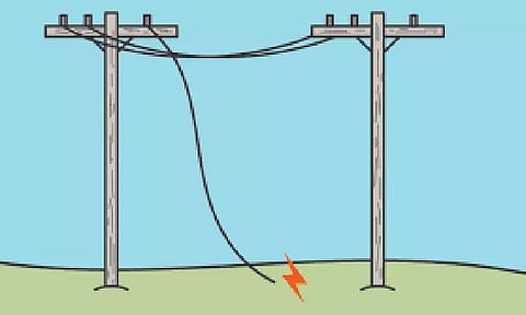 நள்ளிரவில் அறுந்து விழுந்த மின்கம்பி