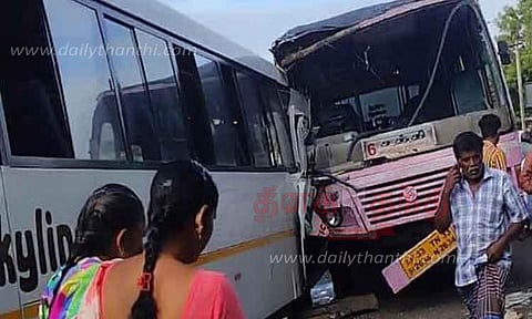 அரசு பஸ்-வேன் மோதல்; 12 பேர் படுகாயம்