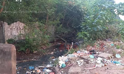 செடி, கொடிகள் வளர்ந்து புதர்மண்டிய வாய்க்கால்