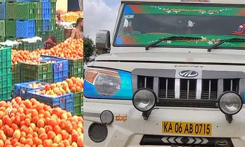 பெங்களூருவில் சரக்கு வாகனத்துடன் 2 டன் தக்காளி கடத்தல்