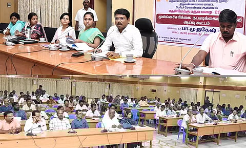 நீர் வெளியேறும் இடங்களில் உள்ள ஆக்கிரமிப்புகளை அகற்ற வேண்டும்