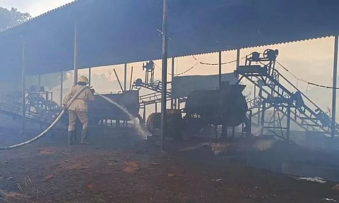 தென்னை நார் தொழிற்சாலையில் பயங்கர தீ விபத்து