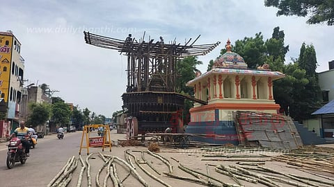 திருவாரூர் கமலாம்பாள் தேர் கட்டுமான பணிகள் தீவிரம்