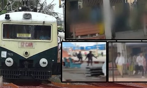 சென்னையில் மின்சார ரெயிலின் அபாய சங்கிலியை இழுத்து கல்லூரி மாணவர்கள் அட்டகாசம் -3 பேர் கைது