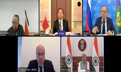 பிரிக்ஸ் வெளியுறவு மந்திரிகளின் காணொலி கூட்டத்தில் மத்திய மந்திரி ஜெய்சங்கர் பங்கேற்பு