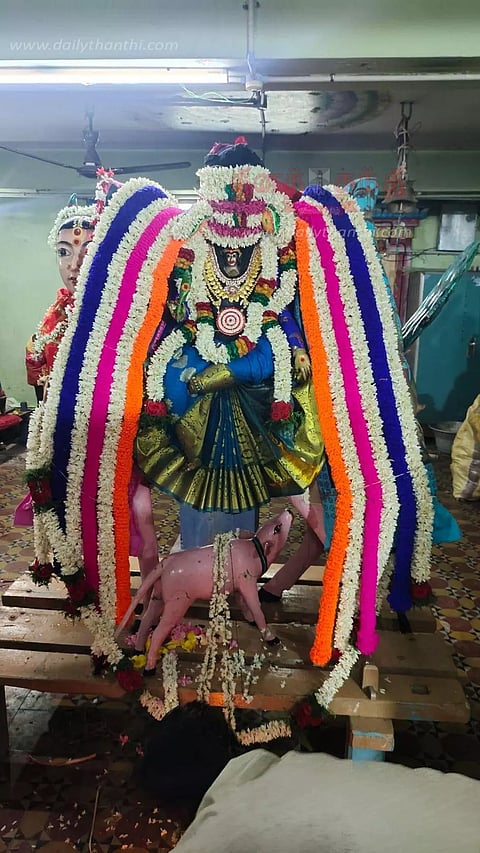 ஆலடிமாரியம்மன் காமதேனு வாகனத்தில் வீதி உலா