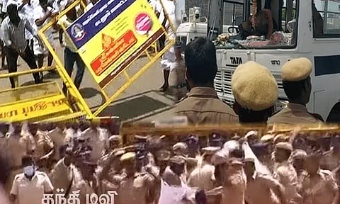 நெய்வேலியில் பாமக போராட்டத்தில் வன்முறை வெடித்தது - போலீசார் மீது கல்வீச்சு