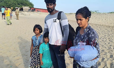 ஒரே குடும்பத்தை சேர்ந்த 4 பேர் அகதியாக தனுஷ்கோடி வருகை