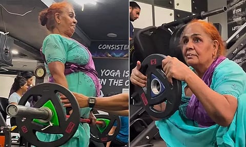 ஜிம்மிற்கு சென்று இளைஞர்களை திரும்பி பார்க்க வைக்கும் 68 வயது மூதாட்டி...!