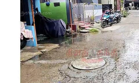 அரியலூர்- செந்துறை சாலையில் பாதாள சாக்கடையில் உடைப்பு