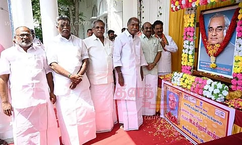 வாஜ்பாய் உருவ படத்துக்கு முதல்-அமைச்சர் ரங்கசாமி மரியாதை