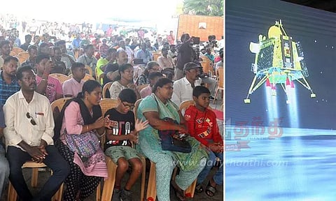 கடற்கரை சாலையில் அகன்ற திரையில் ஒளிபரப்பு